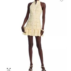 Elegant Yellow Lace Halter Dress